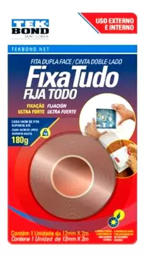 FITA DUPLA FACE FIXA TUDO EXTERNA 12MMX2M TEKBOND