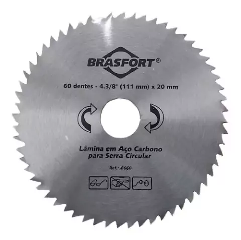 DISCO PARA SERRA CIRCULAR 111MM 60 DENTES BRASFORT