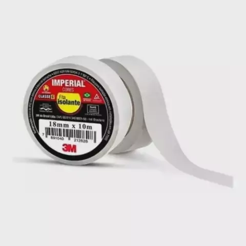 FITA ISOLANTE IMPERIAL 18MMX10M BRANCA 3M