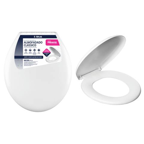 ASSENTO SANITÁRIO OVAL ALMOFADADO CLÁSSICO BRANCO ATLAS
