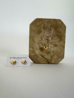 Corrente Média e Brinco de Coração - Banhada Ouro 18k
