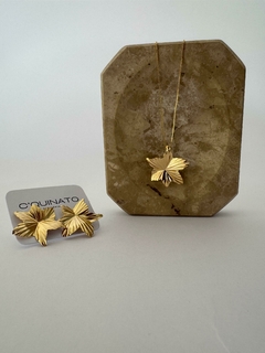 Corrente Média e Brinco de Flor - Banhada Ouro 18k
