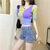 top cropped color block Verde e roxo Jennie blackpink - Roseanne's Shop