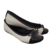 sapatilha preto e creme com laço