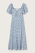 vestido florido rose blackpink azul longo com fenda - Roseanne's Shop