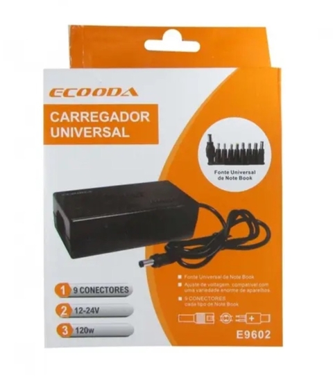 Carregador Universal para Notebooks ECOODA E9602 com 9 Conectores