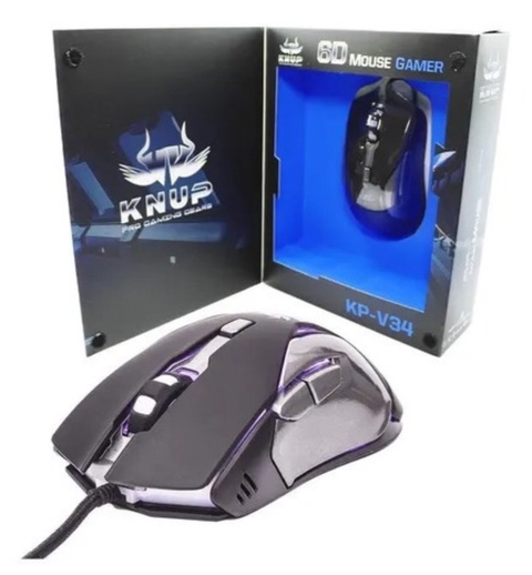 MOUSE GAMER 6 BOTÕES 3200 DPI KNUP - KP-V34