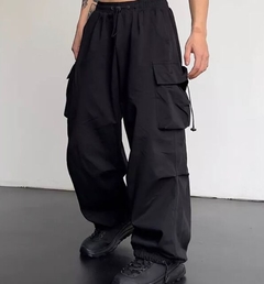 Calça Cargo larga Unisex Larga Skate,Casual estilo Cordão de Ajuste na internet