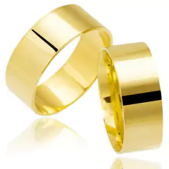 Par de Alianças Frisada Cravada Zircônia 10MM Folheada A Ouro 18K PED026