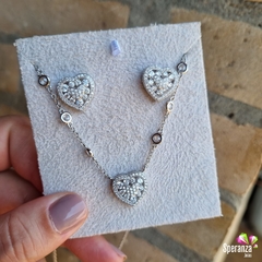 CONJUNTO CORAÇÃO 13MM -ZIRCONIAS BRANCAS