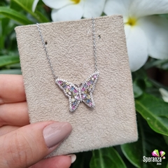 GARGANTILHA BORBOLETA 20MM ZIRCONIAS CANDY COLORS