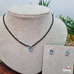 CONJUNTO GOTA COM CRISTAIS NEGROS
