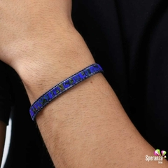 PULSEIRA EM AÇO/COURO COM PEDRA AGATA