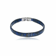 PULSEIRA EM AÇO/COURO COM PEDRA AGATA - Speranza Joias