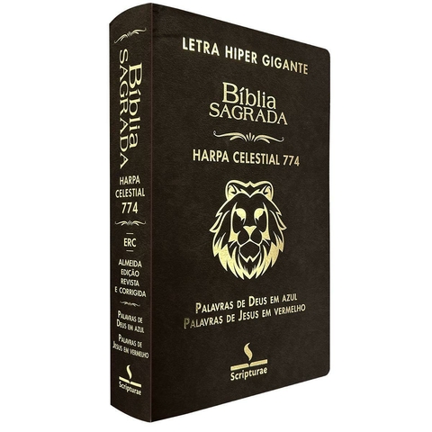 Bíblia Capa Clássica Leão Marrom- Letra Hiper Gigante c/ índíce