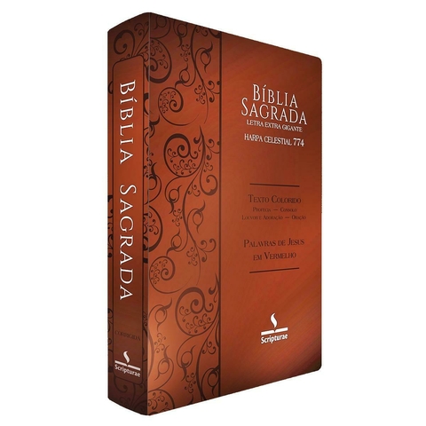 Bíblia PJV Color - Marrom Claro - Textos Coloridos, Letra Extra Gigante