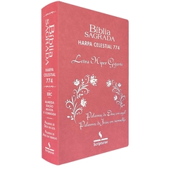 Bíblia Capa Clássica Ramos Rosa- Letra Hiper Gigante c/ índíce