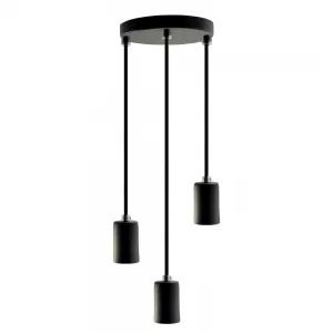 PEND. RETRO 3 LAMP E27 PRETO - MUNDIAL LUZ