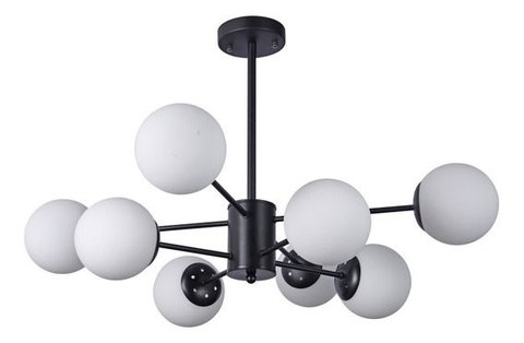 PEND METAL E VIDRO PRETO E27X8 - SINDORA