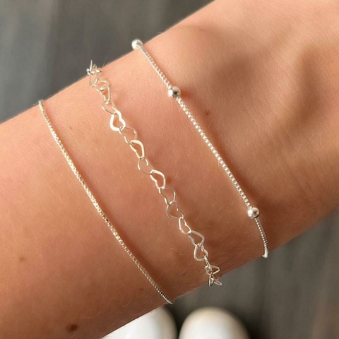 Pulseira Corações Vazados 3mm