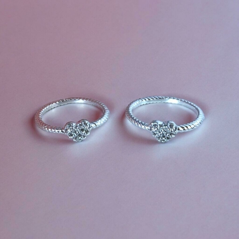 Anel Coração Cravejado em Zircônia Cristal 5mm