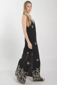 Vestido bordado hilo dorado - LEVIAH