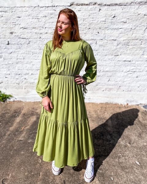 VESTIDO MIDI FRANZIDO ANGEL