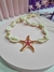 Colar búzios com estrela do mar esmaltada Rosa Pink - DOURADO