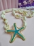 Colar búzios com estrela do mar esmaltada Turquesa - DOURADO