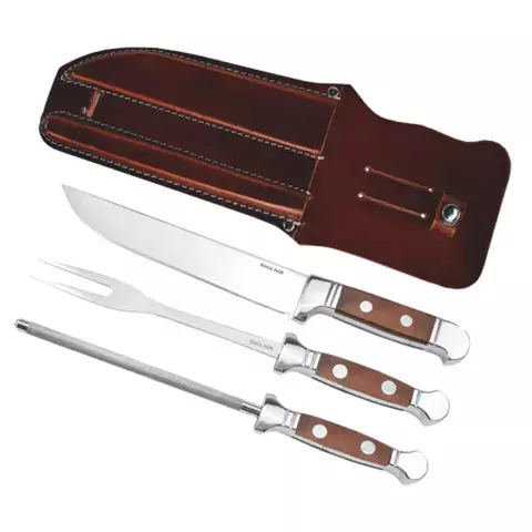 CONJUNTO COZINHA 3 PCS FACA 8", GARFO E CHAIRA BIANCHI - 30602/01B