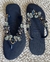 Sandália Havaiana Tiras Finas Slim Azul Escuro com Pedraria Banhada. - comprar online