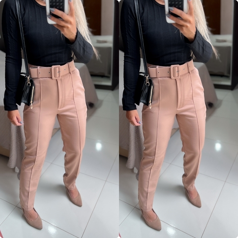 CALÇA ALFAIATARIA COM CINTO - NUDE - comprar online