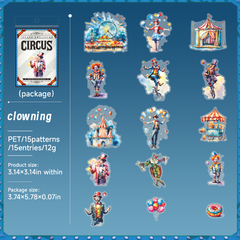 Happy Circus Stickers Set PET 15 Piezas - Washis by Ruthy