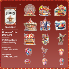 Happy Circus Stickers Set PET 15 Piezas en internet