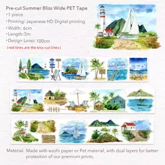Summer Bliss - Bucle 100 CM - PET Troqueladas - The Washi Tape Shop en internet