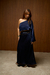 Saia Cetim Camila Midi Navy Blue