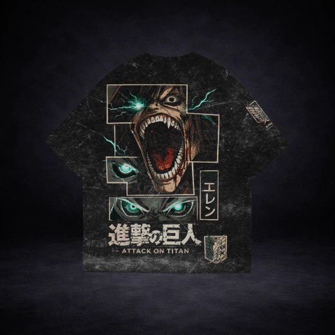 Playera - Oversize - Attack on titan - War waze - comprar en línea