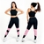 Conjunto Fitness Sem Transparência Preto com Detalhe Dryfit Rose Calça Legging Cintura Alta Cropped Duplo de Alcinha Com Detalhe