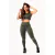 Conjunto Fitness Academia Calça Legging Verde Militar com Vivo Branco e Cropped Regata Tecido Sem Transparência - comprar online