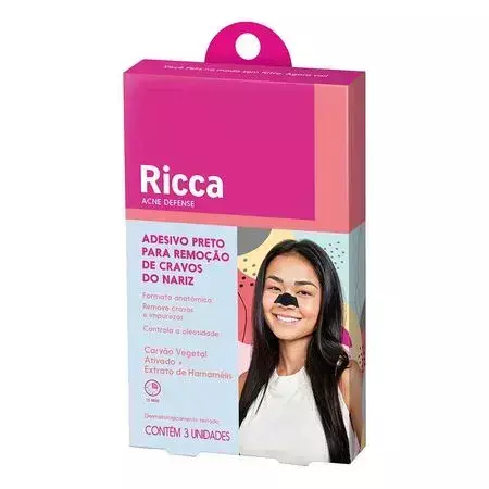 RICCA FITA ADESIVA PRETA PARA RETIRAR CRAVOS DO NARIZ RI 3746 RICCA