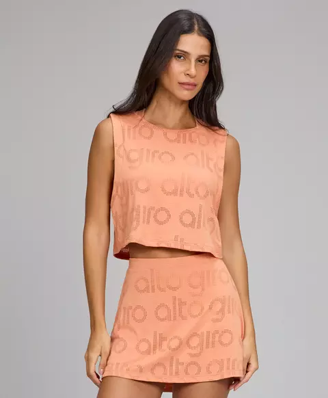 REGATA CROPPED MESH LARANJA PESSEGO - comprar online