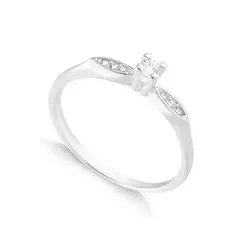 Anel de Prata Legitima, 925. Modelo Solitário " Serenata " Aimée Joias "