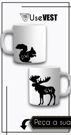 CANECA PORCELANA ALCE E ESQUILO
