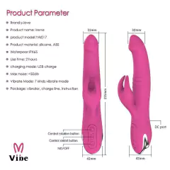 Vibrador Rotativo Dupla Estimulação Ponto G e Clitóris em Silicone Magenta Com 7 Modos de Vibração Recarregável - comprar online
