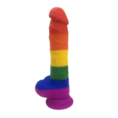 Pênis Colorido 20cm em CyberSkin Macio e Firme com Escroto e Ventosa - comprar online