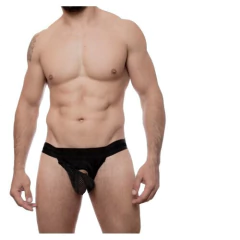 Cueca Jockstrap Preta com Anel de Silicone Sado na internet