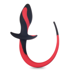 Plug Anal com Rabinho Preto e Vermelho com Alça - 9 x 3 cm - comprar online