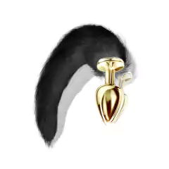 Plug Anal Dourado c/ cauda c/ 30 cm - Joia Anal - HARD