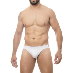 Cueca Jockstrap branca com argolas em metal na internet