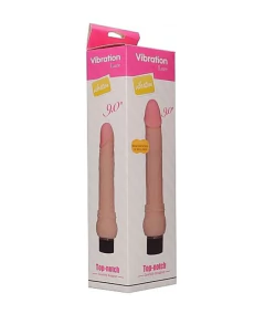 Pênis Vibrador Multivelocidade em Cyberskin® TEXTURIZADO na cor bege - 20 x 3,5 cm